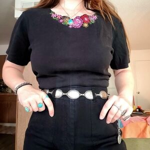 Vintage Floral Embroidered Top